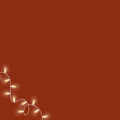 Moderne rode kerstkaart met kerstlampjes merry christmas Achterkant