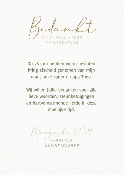 Moderne rouw bedankkaart groene waterverf eucalyptus takjes 3