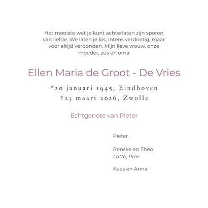 Moderne rouwkaart collage horizontaal landschap hortensia 3