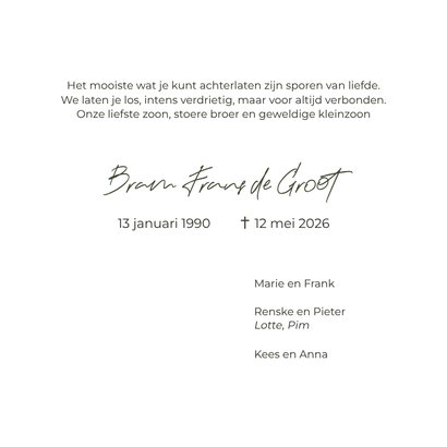 Moderne rouwkaart landschap heuvels goud vogels foto 3