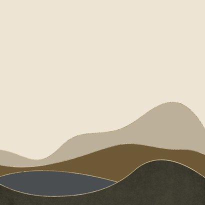 Moderne rouwkaart landschap heuvels goud vogels foto Achterkant