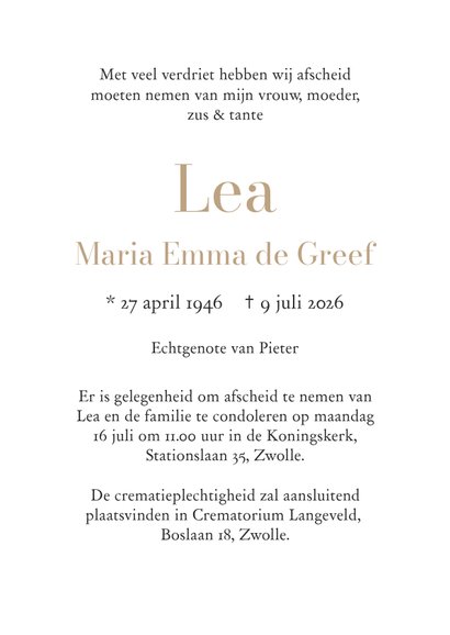 Moderne rouwkaart rechthoek 3 foto’s hortensia  3