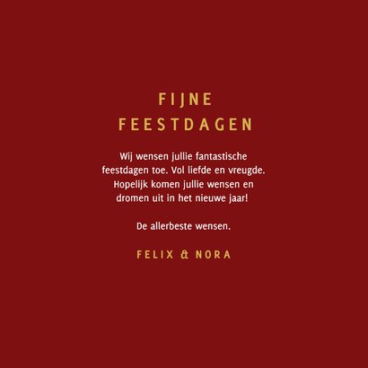 Moderne strakke kerstkaart met 2027 in goudfolie rood 3