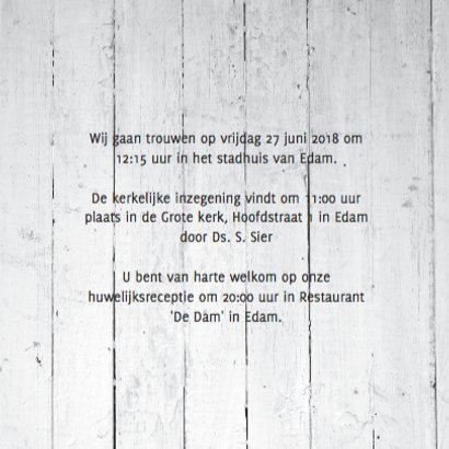 Moderne trouwkaart met hout design 3