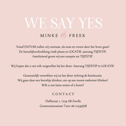 Moderne trouwkaart minimalistisch grafisch mr and mrs roze 3