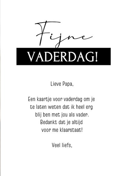 Moderne vaderdagkaart met grote eigen foto en I Love You 3