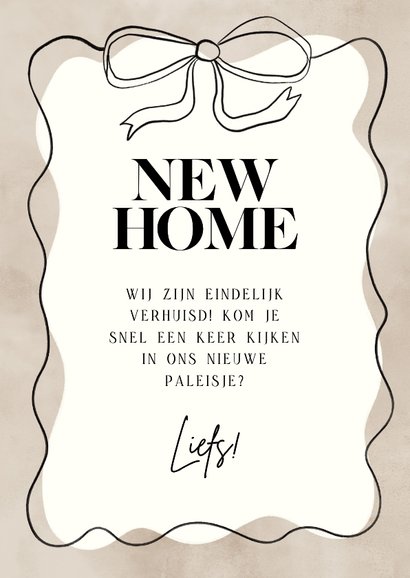 Moderne verhuiskaart strik, sleutels New Home 3