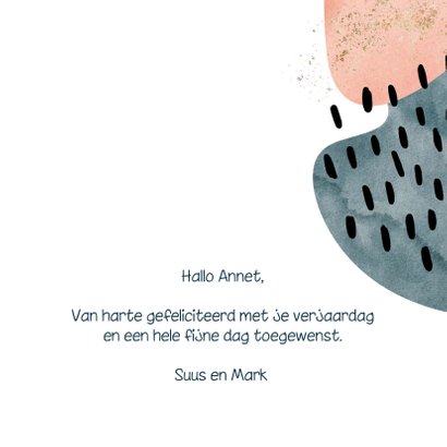 Moderne verjaardagskaart vrouw met grafische geovormen 3