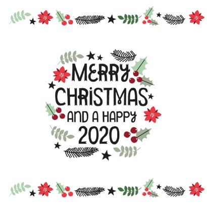 Moderne Weihnachtskarte 'Merry Christmas and a Happy 2020' 2