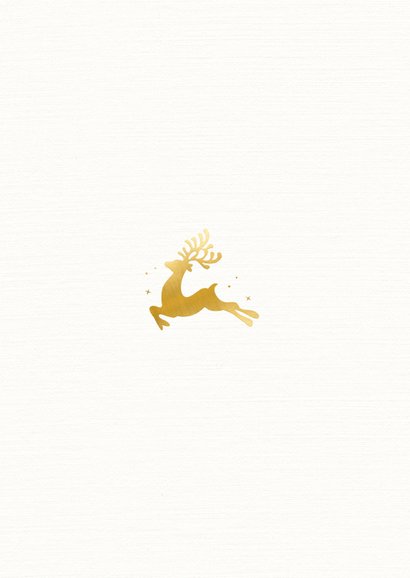 Moderne witte kerstkaart met gouden rendier silhouet Achterkant