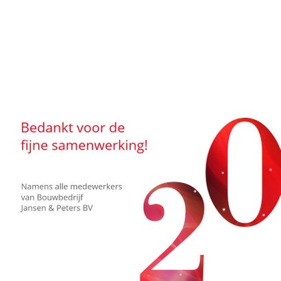 Moderne zakelijke kerstkaart 2020 in rood met goud 3