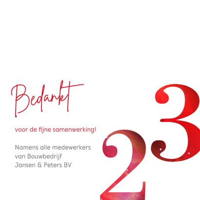 Moderne zakelijke kerstkaart 2023 in rood met goud 3