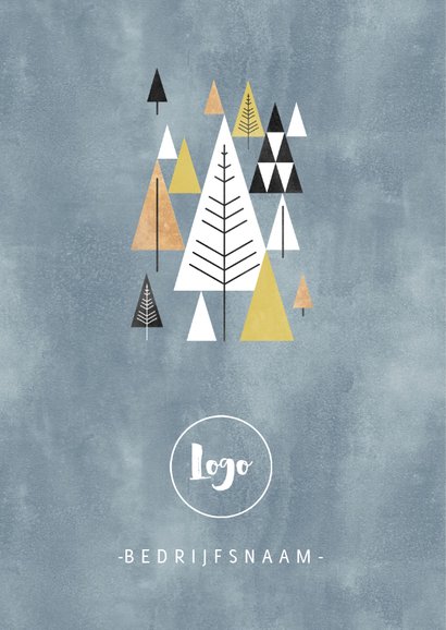 Moderne zakelijke kerstkaart met kerstboompjes en waterverf 2