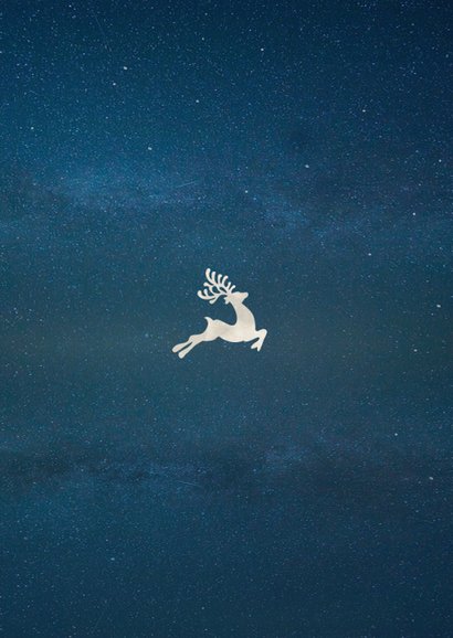 Moderne zakelijke kerstkaart silhouet van kerstman in maan Achterkant