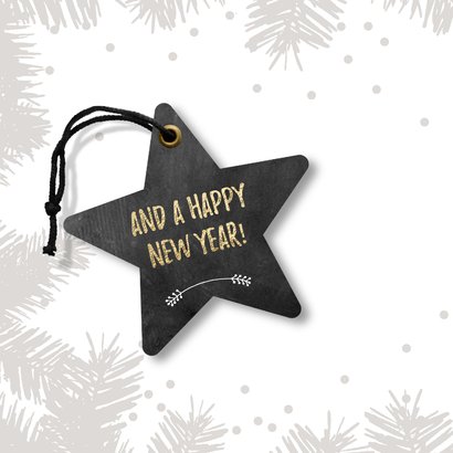 Moderne zakelijke kerstkaart ster labels op hout 2