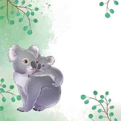 Moederdag kaart met mama koala en baby 2