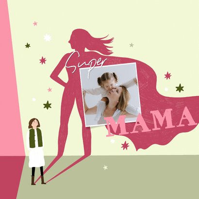 Moederdag kaart mijn superheld mama illustratie sterren 2