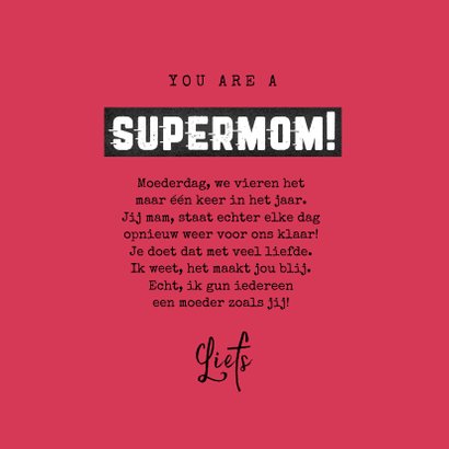 Moederdag kaart supermom super mama held hartjes foto 3