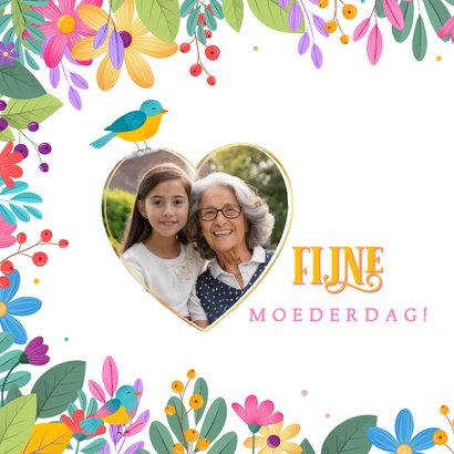 Moederdag kaart voor oma zomers botanisch kleurrijk 2