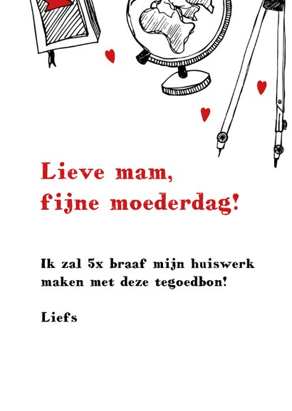 Moederdag tegoedbon huiswerk maken 3