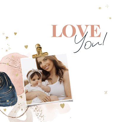 Moederdagkaart 'Best Mom Ever' watercolor sterren goud 2