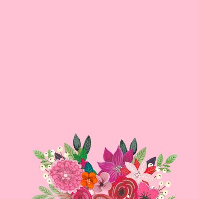 Moederdagkaart bloemen boeket illustratie vrouw kleurrijk 2