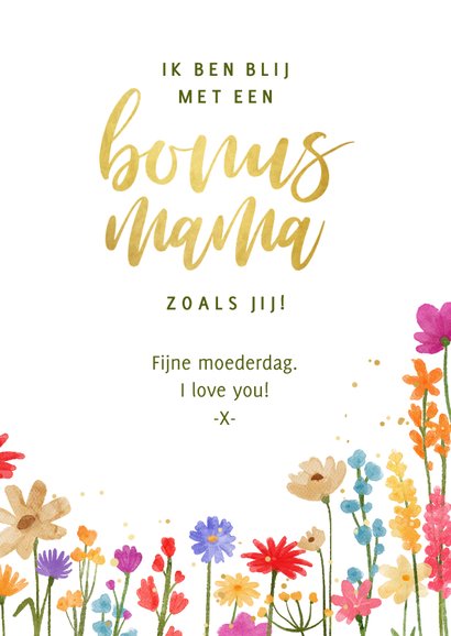 Moederdagkaart bloemen bonus mama fijne moederdag 3