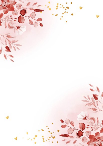 Moederdagkaart bloemen roze waterverf foto Achterkant