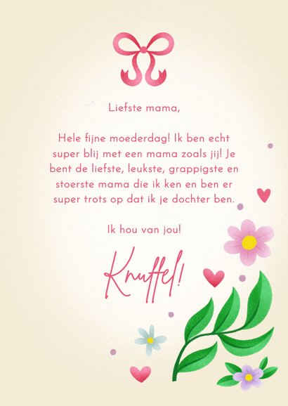 Moederdagkaart bloemen super blij met een mama zoals jij 3
