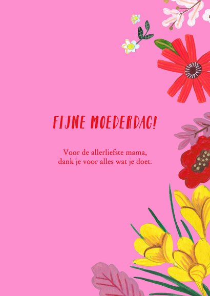 Moederdagkaart bloemen tekst voor de aller beste mama 3