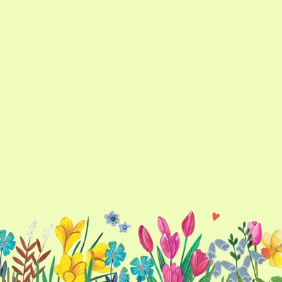 Moederdagkaart bloemen veld illustratie vogels kleurrijk  2