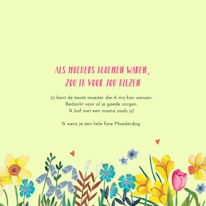 Moederdagkaart bloemen veld illustratie vogels kleurrijk  3