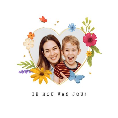 Moederdagkaart bloemen vlinders hartjes liefste mama foto 2