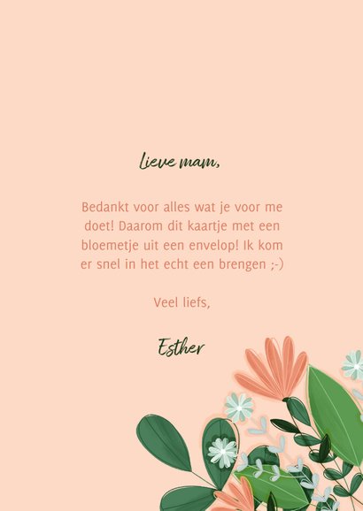 Moederdagkaart bloemetje uit een envelop 3