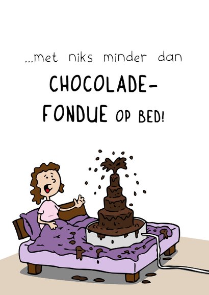 Moederdagkaart chocoladefondue op bed 2