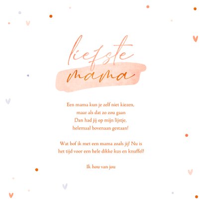Moederdagkaart een dikke kus voor de liefste mama hartjes 3