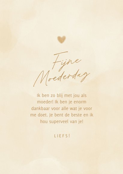 Moederdagkaart 'Fijne Moederdag' beige met foto en hart 3