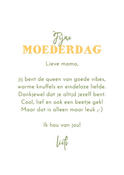 Moederdagkaart grappig hippie liefste mama humor 3