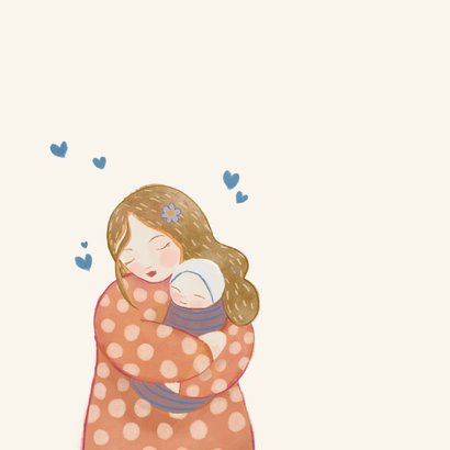 Moederdagkaart knuffelende moeder met baby 2