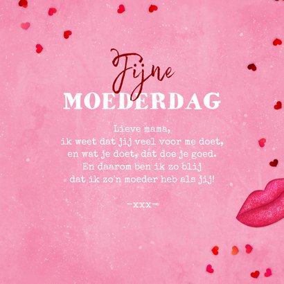 Moederdagkaart kusjes hartjes liefde glitter  3