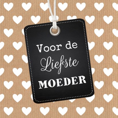 Moederdagkaart label hartjes kraft 2
