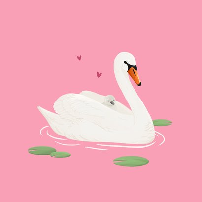 Moederdagkaart lief schattig zwanen i love you illustratie 2