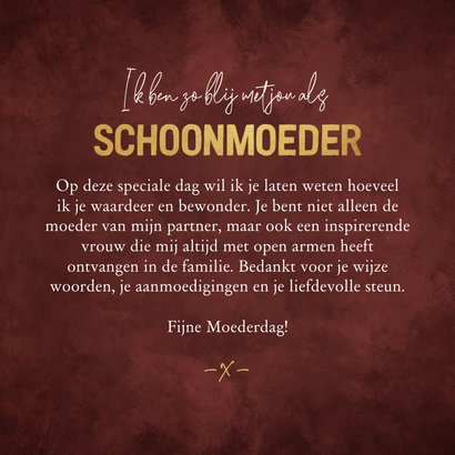 Moederdagkaart liefste schoonmoeder goud rood 3