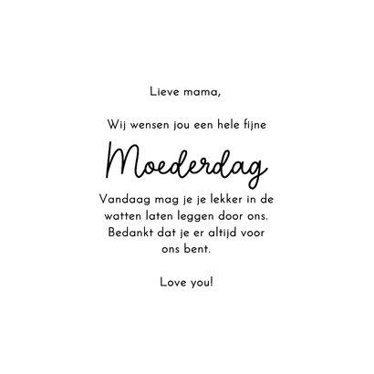 Moederdagkaart mama jij bent lief zwart wit met hartjes 3