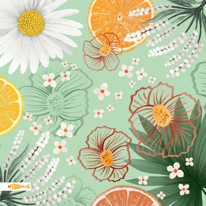 Moederdagkaart met bloemen en citrusfruit 2