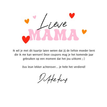 Moederdagkaart met coupons grappig moederdag mama 3