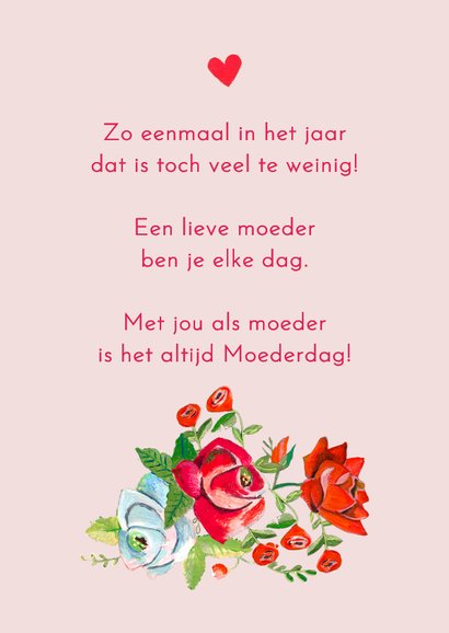 Moederdagkaart met foto en rode rozen 3