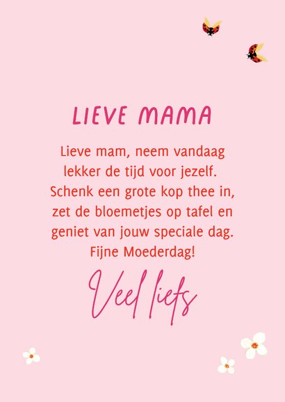 Moederdagkaart met kop en schotel en bloemen 3