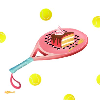 Moederdagkaart met padelracket en een taartje 2