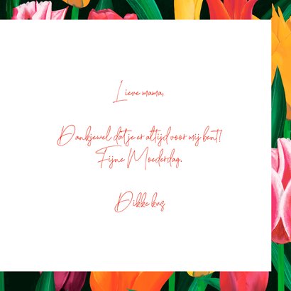 Moederdagkaart met tulpen en de tekst 'Ik hou van jou' 3